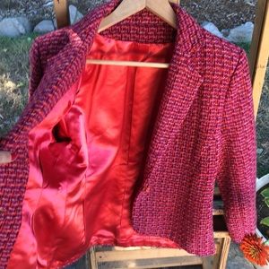 VINTAGE tweed heavy blazer satin lining Impeccable construction 1950s handmade